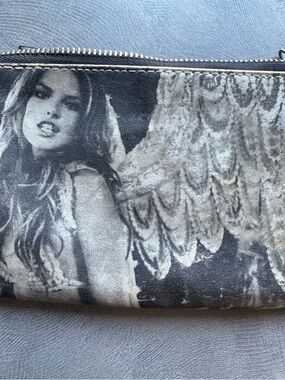 Victoria's Secret Black and Gray Angel Wing Wristlet Clutch